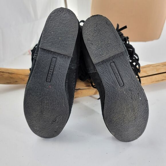 Minnetonka black fringed moccasin boots - Picture 3 of 7
